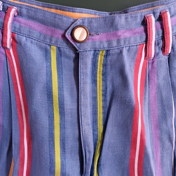 Vintage Women's Shorts 10 28" Lizwar Striped High-Waisted Mom Shorts 1990's - Picture 5 of 6